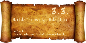 Balázsovits Bálint névjegykártya