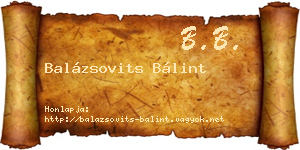 Balázsovits Bálint névjegykártya